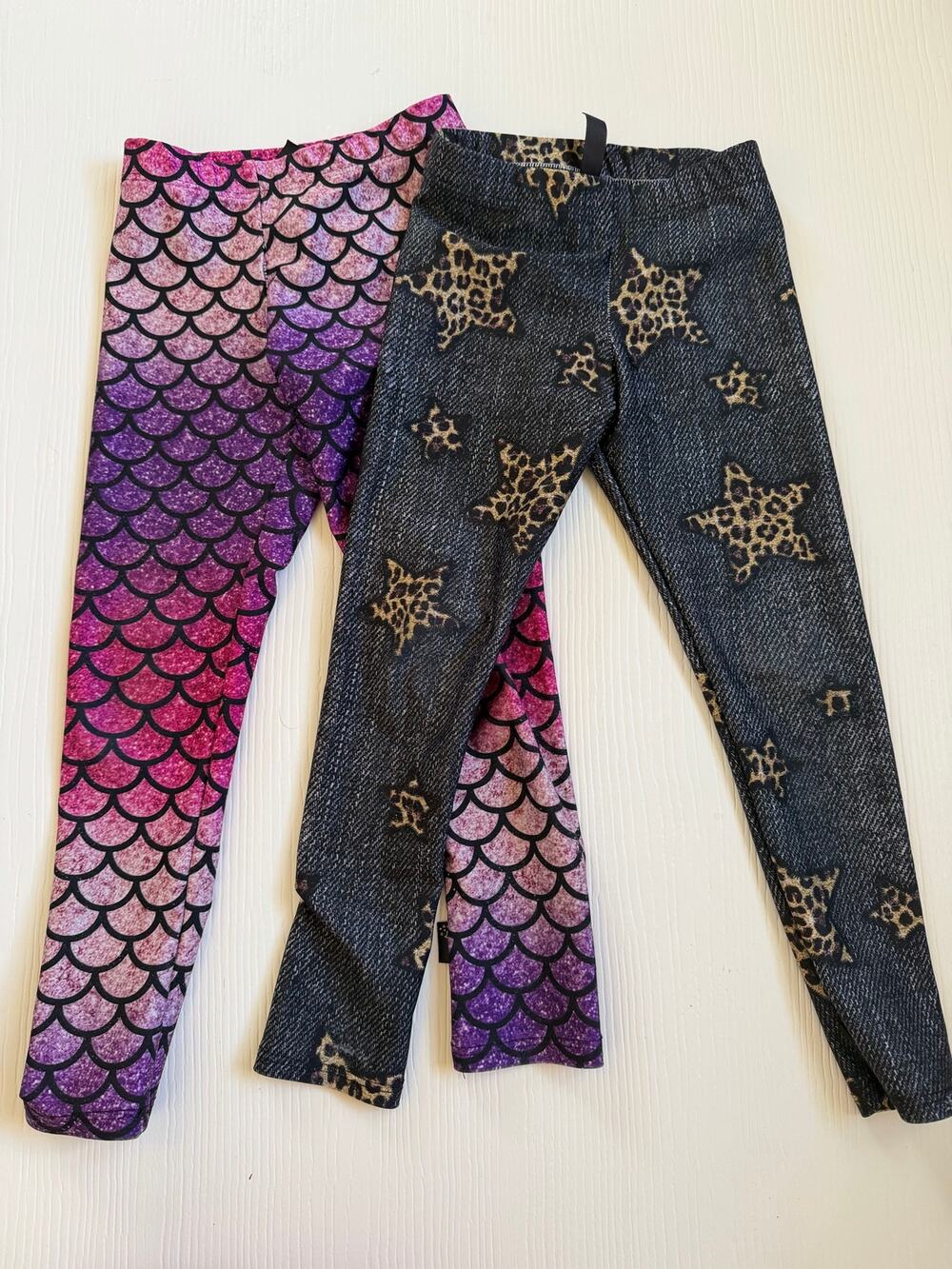 PixieLane kids' leggings bundle leopard star & mermaid girls size 2